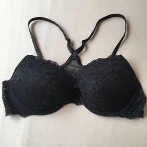 Preloved VS Black Lace Front Close Racer Bra 34C